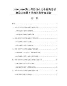 2026-2030海上保险行业竞争格局分析及投资前景与战略规划研究报告