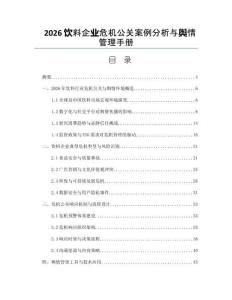 2026饮料企业危机公关案例分析与舆情管理手册