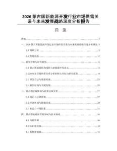 2026蒙古国新能源开发行业市场供需关系与未来发展战略深度分析报告
