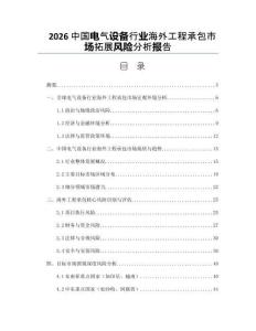 2026中国电气设备行业海外工程承包市场拓展风险分析报告