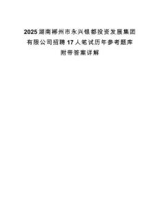 2025湖南郴州市永兴银都投资发展集团有限公司招聘17人笔试历年参考题库附带答案详解.docx