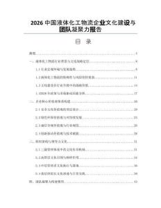 2026中国液体化工物流企业文化建设与团队凝聚力报告