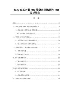 2026饮品行业KOL带货效果监测与ROI分析模型
