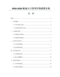 2026-2030柴油泵项目可行性研究报告