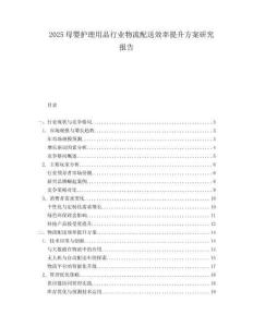 2025母婴护理用品行业物流配送效率提升方案研究报告.docx