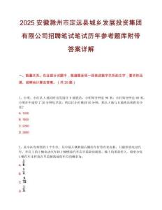 2025安徽滁州市定远县城乡发展投资集团有限公司招聘笔试笔试历年参考题库附带答案详解.docx