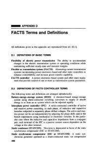 输电系统中基于晶闸管的柔性交流输电（FACTS）控制器Chapter 14 Appendix D. FACTS Terms and Definitions