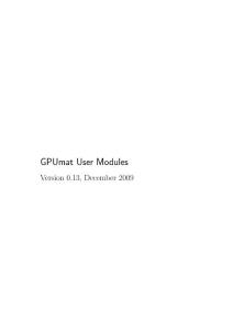 gpumat开源免费的cuda gpu显卡并行计算matlab工具箱  GPUmat_User_Modules_0.13