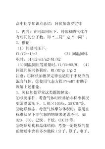 高中化学知识点总结：阿伏加德罗定律