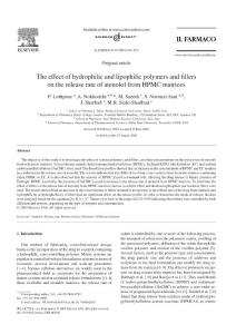 The effect of hydrophilic and lipophilic polymers and fillers on the release rate of atenolol from HPMC matrices