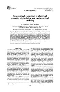 Supercritical extraction of clove bud essential oil-isolation and mathematical modeling