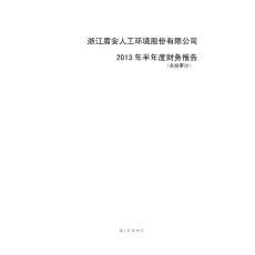 盾安环境：2013年半年度财务报告