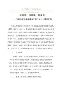 玉林市学前教育三年行动计划工作总结