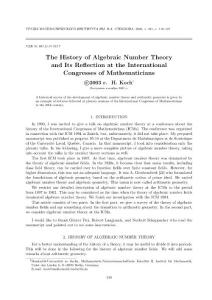 The History of Algebraic Number Theory and Its Reflection at