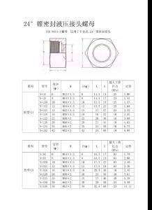 24锥密封液压接头螺母