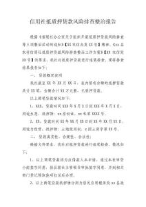 信用社抵质押贷款风险排查整治报告