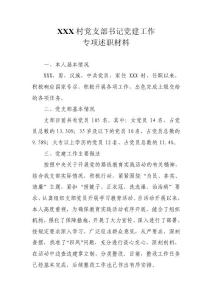 XXX村黨支部書記述職報告