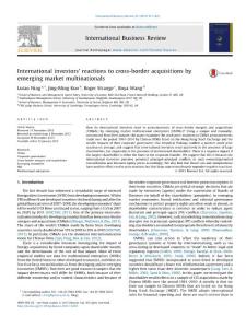 International investors’ reactions to cross-border acquisitions by emerging market multinationals