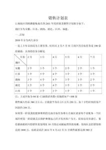 銷售計劃表