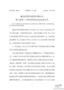 ST 威達：第六屆第二十四次董事會會議決議公告(2010-12-29)