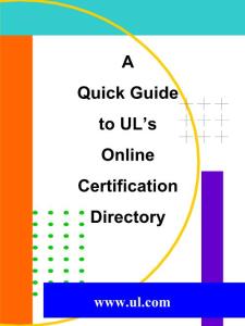 A Quick Guide to ULOnline Certification Directory