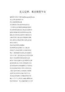 美元反彈，難改期貨牛市