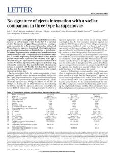 [PDF] No signature of ejecta interaction with a stellar companion in three type Ia supernovae