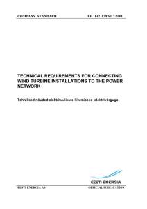 EESTI ENERGIA standart - Technical Requirements for Connecting Wind Turbine Generator Systems to the Electrical Network