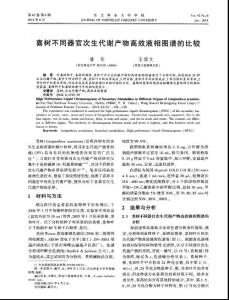 喜樹不同器官次生代謝產物高效液相圖譜的比較