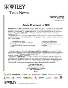 FOR IMMEDIATE RELEASE