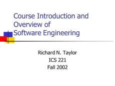 Course Introduction andOverview ofSoftware Engineering
