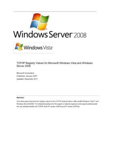 TCP-IP Registry Values for Microsoft Windows Vista and Windows Server 2008