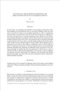 Reinsurance arrangements minimizing the risk-adjusted value of an insurer′s liability