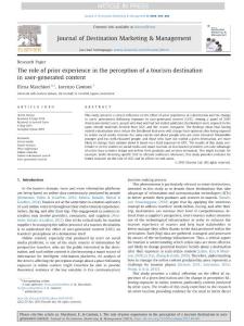 The role of prior experience in the perception of a tourism destination in user-generated content