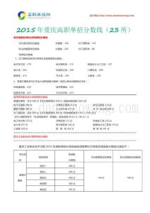 2015年重慶高職單招分數線