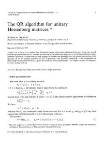 the qr algorithm for unitary hessenberg matrices：酉hessenberg矩陣的qr算法