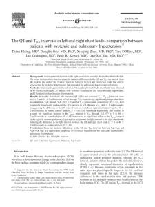 the qt and tp-e intervals in left and right chest leads comparison between patients with systemic and pulmonary hypertension：在左、右胸的qt和tp-e間隔導(dǎo)致全身和肺高血壓患者之間的比較