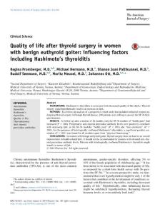 Quality of life after thyroid surgery in women with benign euthyroid goiter influencing factors including Hashimoto&acute;s thyroiditis