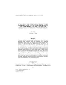 APPLICATION USE, ONLINE RELATIONSHIP TYPES, SELF-DISCLOSURE,…