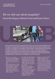 Do we still care about inequality - University of Birmingham