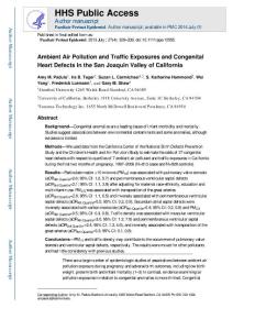 Ambient Air Pollution and Traffic Exposures and Congenital Heart Defects in the San Joaquin Valley of California