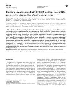 cr20162a-Pluripotency-associated miR-290-302 family of microRNAs promote the dismantling of naive pluripotency
