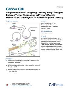 cancer cell-2016-A Biparatopic HER2-Targeting Antibody-Drug Conjugate Induces Tumor Regression in Primary Models Refractory to or Ineligible for HER2-Targeted Therapy