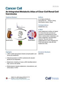 cancer cell-2016-An Integrated Metabolic Atlas of Clear Cell Renal Cell Carcinoma