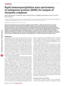 nprot.2016.020-Rapid immunoprecipitation mass spectrometry of endogenous proteins (RIME) for analysis of chromatin complexes