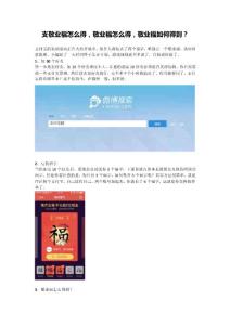 支付宝敬业福获得实战经验