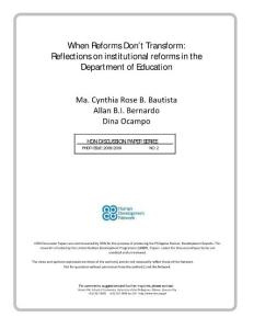 When Reforms Don’t Transform Reflections on institutional…