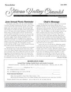 June Annual Picnic Reminder Chair&acute;s Message