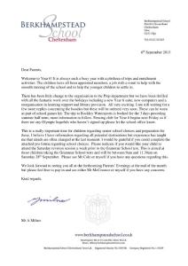 Letter to Y6 re Secondary Schools - Berkhampstead …