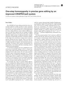 cr201646a-One-step homozygosity in precise gene editing by an improved CRISPR:Cas9 system